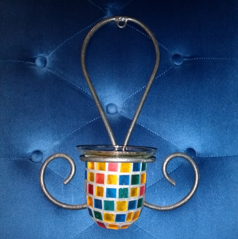 Vintage Multi-Color Mosaic Candle Holder